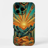 iPhone 16 Pro Max Case | Geometric Sun Landscape Hülle (Rückseite)