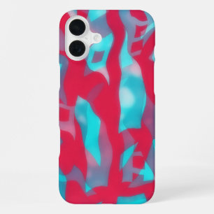 IPhone 16 Rosa und Aqua Blau Abstract Art Case Plus Hülle