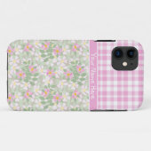 iPhone 5/5s Case Mate Pink Dogroses und Kariert (Rückseite (Horizontal))