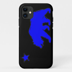 Iphone 5 Bär Kalifornien-Flagge blauer Neonkasten iPhone 11 Hülle