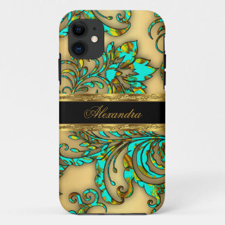 iPhone 5 Eleganter Aquamariner schwarzer Flora Dam 11 Hülle