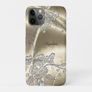 iPhone 5 Elegantes Sepia-Silber-Metall-Blumen-Desi Case-Mate iPhone Hülle