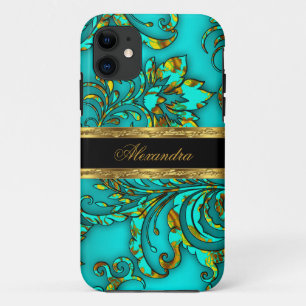 iPhone 5 Elegantes Türkis Gold Schwarz Florales Da Case-Mate iPhone Hülle