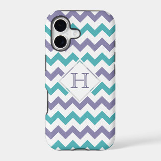 iPhone 5 Fall: Monogramm: Lila u. blaues Zickzack
