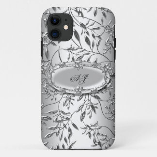 iPhone 5 Mit Monogramm Regal Elegant Damask Silver 11 Hülle