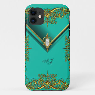 iPhone 5 Monogram Regal Elegant Jade Gold 11 Hülle