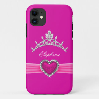 iPhone 5 Prinzessin Silver Tiara Hot Pink Bejewele 11 Hülle