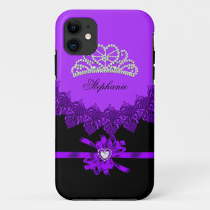 iPhone 5 Prinzessin Silver Tiara Lila Bejeweled iPhone 11 Hülle