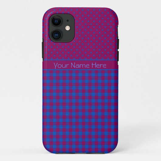 iPhone 5s Case Mate Case Plum, Blue, Polkas, Karo (Rückseite)