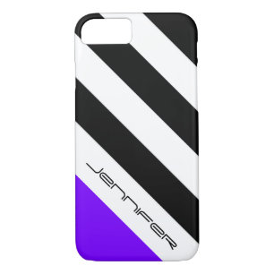 iPhone 7 Case Black, White, Lila Modern Stripe
