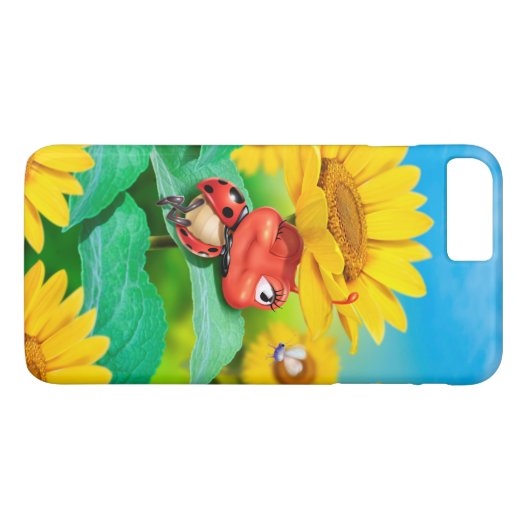 iPhone 7 Fall Sleepy Ladybug in Sunflowers Case-Mate iPhone Hülle (Rückseite (Horizontal))