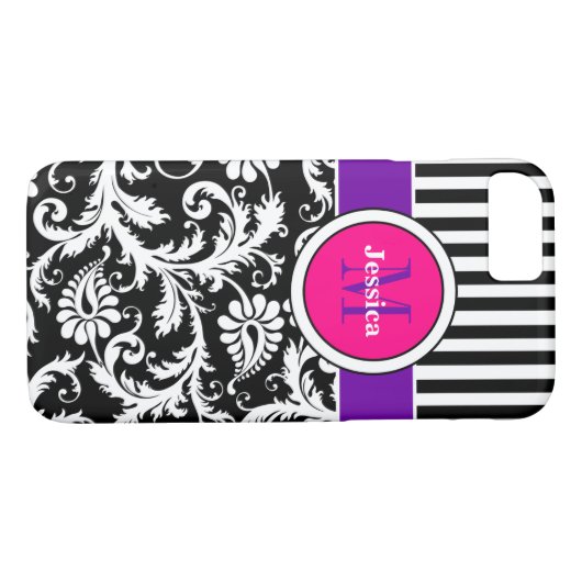 iPhone 7 Hülle | Damaskus | Streifen | Rosa 3 (Rückseite (Horizontal))