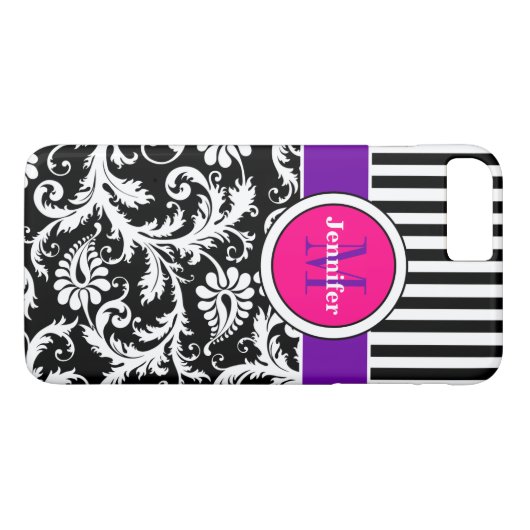 iPhone 7 Hülle | Damaskus | Streifen | Rosa 3 (Rückseite (Horizontal))