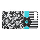 iPhone 7 Hülle | Damaskus | Streifen | Türkis (Rückseite (Horizontal))