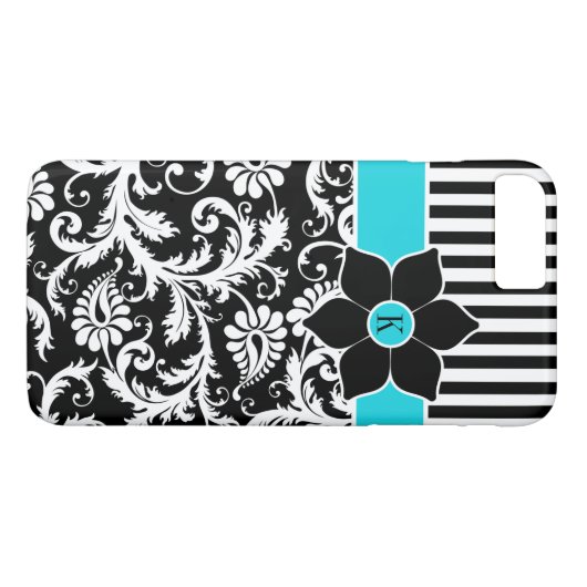 iPhone 7 Hülle | Damaskus | Streifen | Türkis (Rückseite (Horizontal))