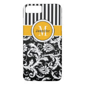 iPhone 7 Hülle | Damast, Streifen | Gelb (Rückseite)