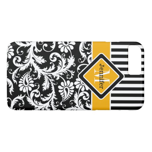 iPhone 7 Hülle | Damast, Streifen | Gelb 2 (Rückseite (Horizontal))