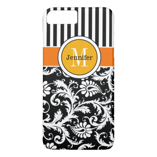 iPhone 7 Hülle | Damast, Streifen | Orange Gold (Rückseite)