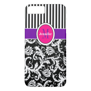 iPhone 7 Hülle Damast Streifen Rosa 3
