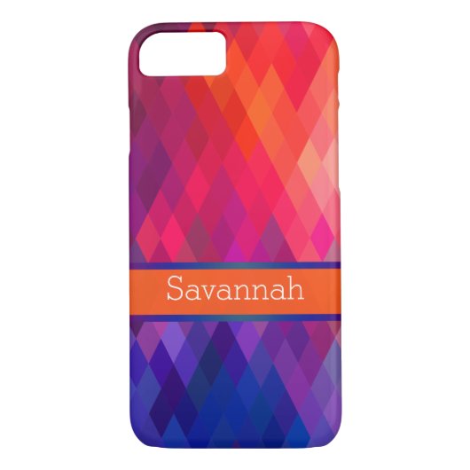 iPhone 7 Hülle | Rainbow Geometric | PERSONALISIER (Rückseite)