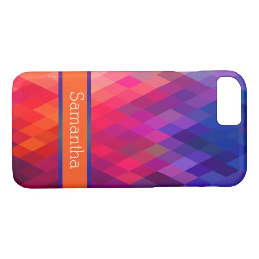 iPhone 7 Hülle | Rainbow Geometric | PERSONALISIER (Rückseite (Horizontal))