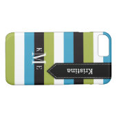 iPhone 7 Hülle | Streifen | Blue Green Schwarz-wei (Rückseite (Horizontal))