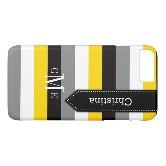 iPhone 7 Hülle | Streifen | Gelb, grau, schwarz (Rückseite (Horizontal))