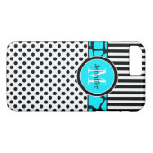 iPhone 7 Hülle | Streifen, Punkte | Aqua (Rückseite (Horizontal))