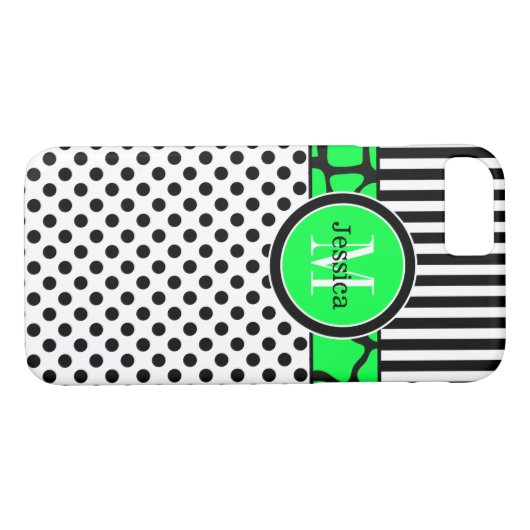 iPhone 7 Hülle | Streifen, Punkte | Lime Green (Rückseite (Horizontal))