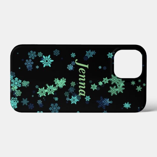 iPhone Black mit Green & Blue Schneeflocken Case-Mate iPhone Hülle (Rückseite (Horizontal))