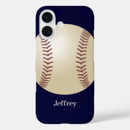 iPhone Case, Baseball, Blau, Personalisierter Name iPhone 16 Hülle