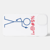 iPhone Case - Blue Strichmännchen "Eff You" Hülle (Rückseite (Horizontal))