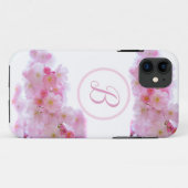 iPhone Case Cherry Blossom Blume mit Initial (Rückseite (Horizontal))