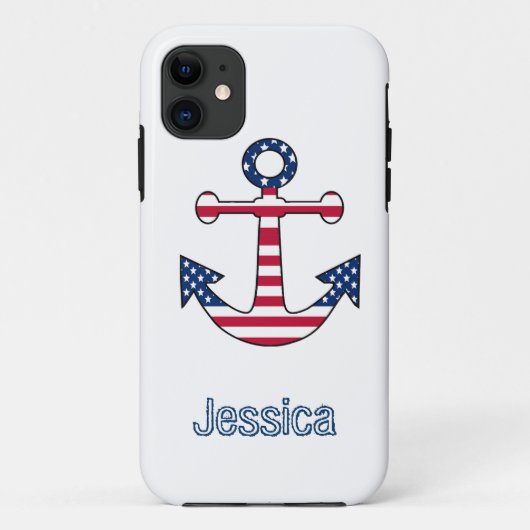 iPhone Case Custom Monogram Anchor Patriotic USA (Rückseite)