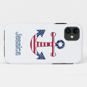 iPhone Case Custom Monogram Anchor Patriotic USA (Rückseite (Horizontal))