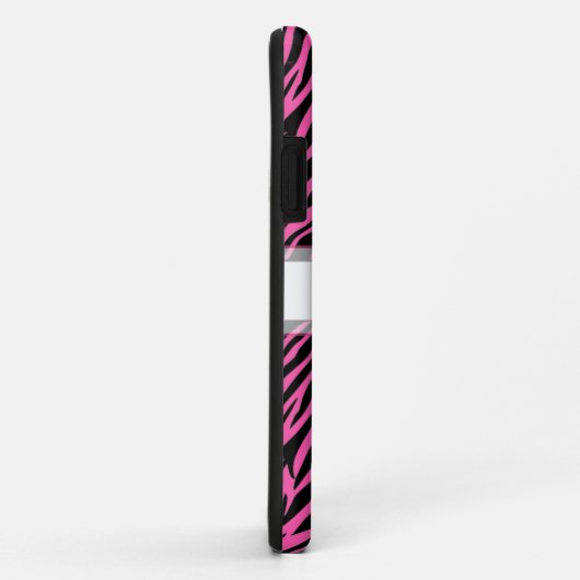 iPhone Case Custom Zebra Print Pink Black (Hinten/Rechts)