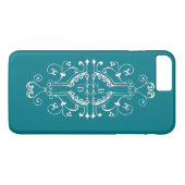iPhone Case für aquamarine und weiße Monogramm (Rückseite (Horizontal))