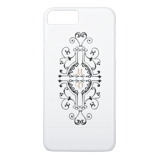iPhone Case für Black and Gold Monogram (Rückseite)