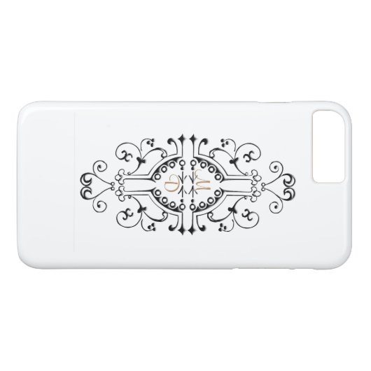 iPhone Case für Black and Gold Monogram (Rückseite (Horizontal))