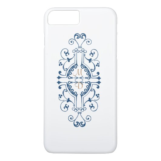 iPhone Case für Blue und Gold Monogram (Rückseite)