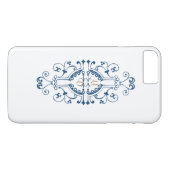 iPhone Case für Blue und Gold Monogram (Rückseite (Horizontal))