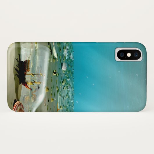iPhone Case für das Wreck-iPhone in einer Flasche (Rückseite (Horizontal))