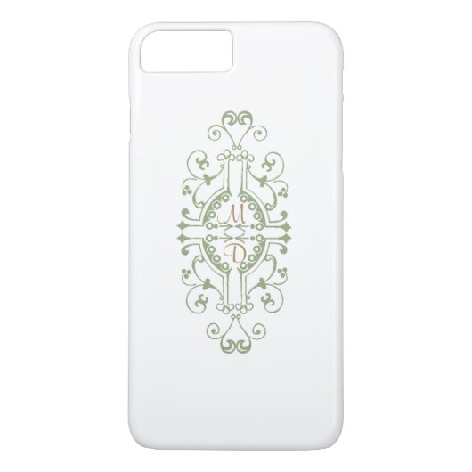 iPhone Case für Green und Gold Monogram (Rückseite)