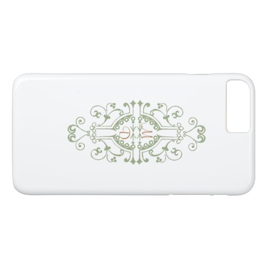 iPhone Case für Green und Gold Monogram (Rückseite (Horizontal))