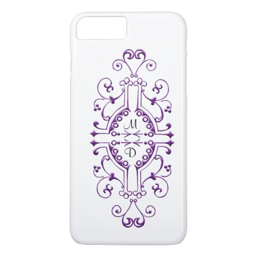 iPhone Case für lila und weiße Monogramm (Rückseite)