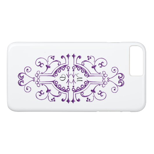 iPhone Case für lila und weiße Monogramm (Rückseite (Horizontal))