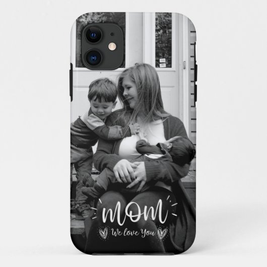iPhone Case für Mütter in Schwarz-Weiß-Foto (Rückseite)