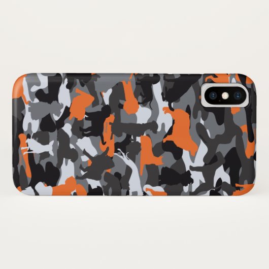 iPhone Case für Orange Hund & Knochen Camouflage (Rückseite (Horizontal))
