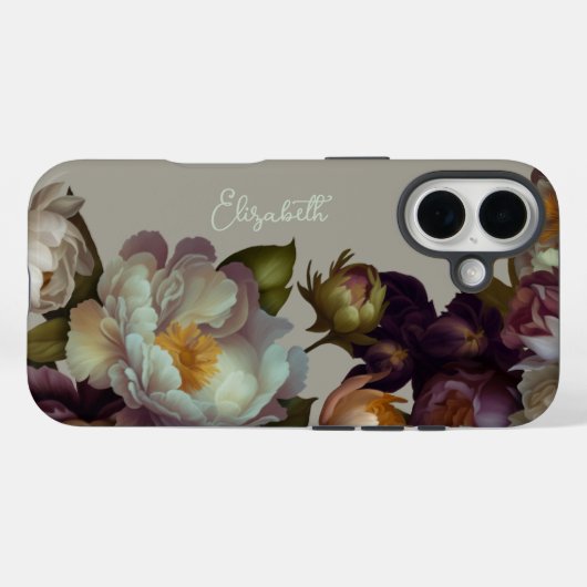iPhone Case für personalisiertes Cream Botanical F (Rückseite (Horizontal))