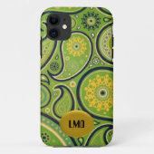 iPhone Case für Retro Green und Yellow Paisley Des (Rückseite)